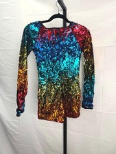 WEISSMAN Dance Rainbow Sequin Costume Sequin And Mesh Leotard LC