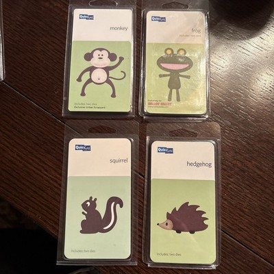 Four Quik Kutz Diecuts : Squirrel, Monkey, Hedgehog, Frog. New.