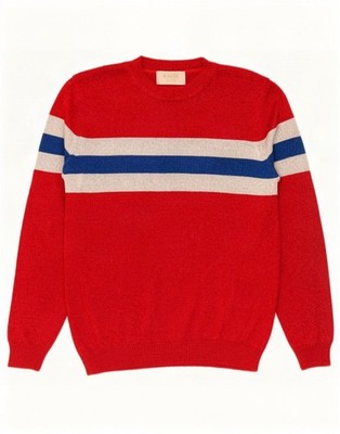 Kaos Damen Pullover Pulli Rundhals UK 14 Medium rot Colourblock Viskose BW10