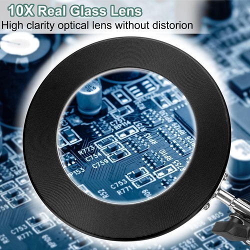10X Magnifying Lamp with 3 Color Modes, Lighted Stand for Close Work & Crafts - Picture 18 of 24