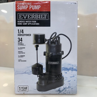 #ad EVERBILT 1006013666 Submersible Sump Pump 1 4 hp 34 GPM HDSP25V $74.99