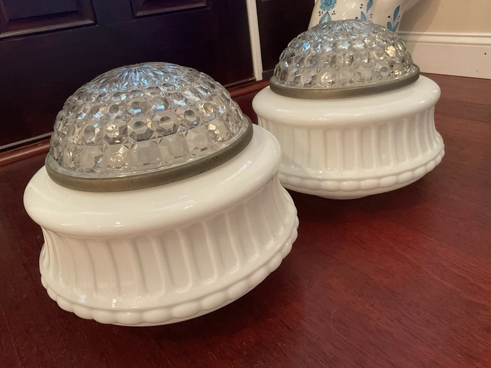 Lámpara de techo DECO / globo ~ VIDRIO DE LECHE vintage para colgar / montaje empotrado Foto 4 de 4