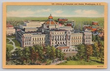 Vintage Linen Postcard Library of Congress Annex Washington DC 1930s