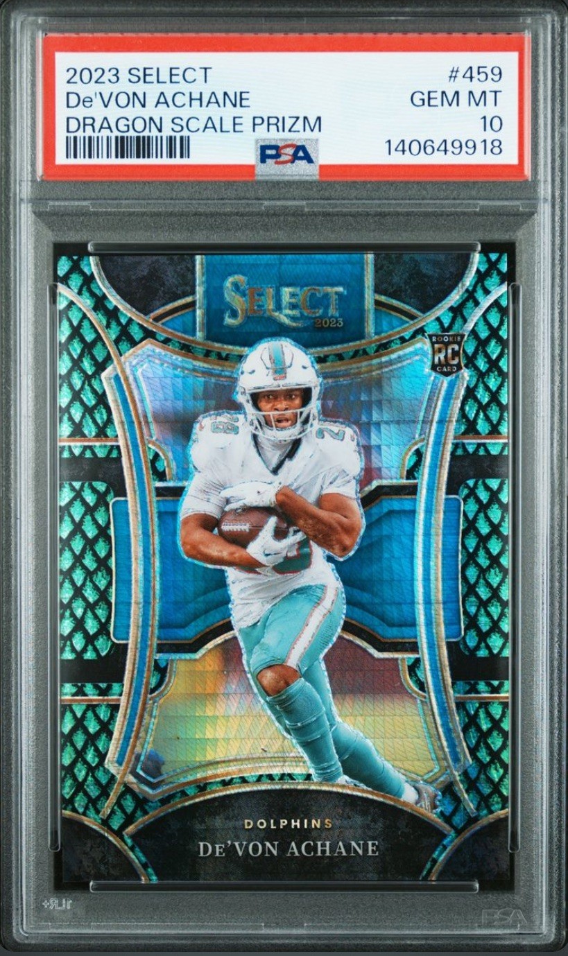 2023 SELECT DEVON ACHANE DRAGON SCALE SUITE LEVEL RC ROOKIE PSA 10 💎