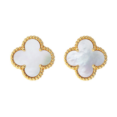 Van Cleef & Arpels Vintage Alhambra 18k Yellow Gold MOP Post Earrings
