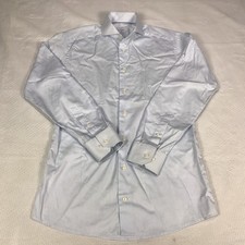 Eton Blue Pinstripes Slim Fit Long Sleeve Button Down Dress Shirt Size 37 14 1/2