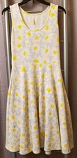 Gilli Sleeveless A-line Midi Dress Sz M Gray White Yellow Trendy Floral Flare