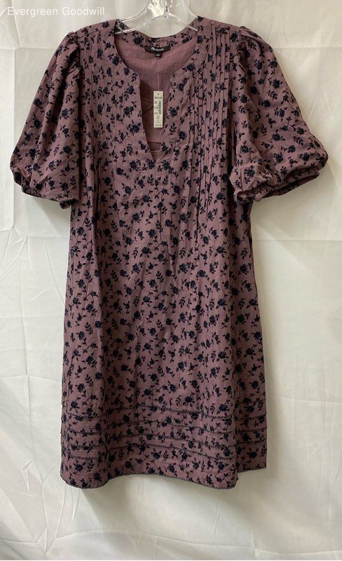 NWT Madewell Women's Purple Floral Tillie Puff Sleeve Mini Dress Size Large