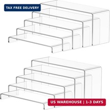 10 Pcs Large Acrylic Display Risers (7" L~9" L), Perfume Shelf Organizer