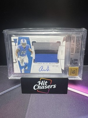 Amon-Ra St. Brown BGS 8.5 10 2021 National Treasures /99 Jumbo Patch Auto RPA RC