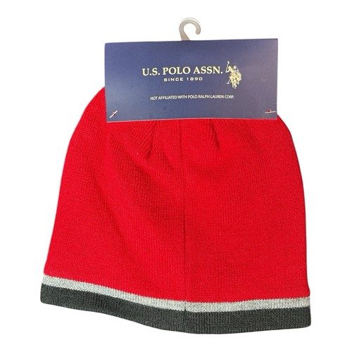 Cappello berretto maglia U.s. Polo Assn nero rosso grigio inverno autunno caldo unisex nuovo con etichette confezione da 2 - Foto 2 di 4
