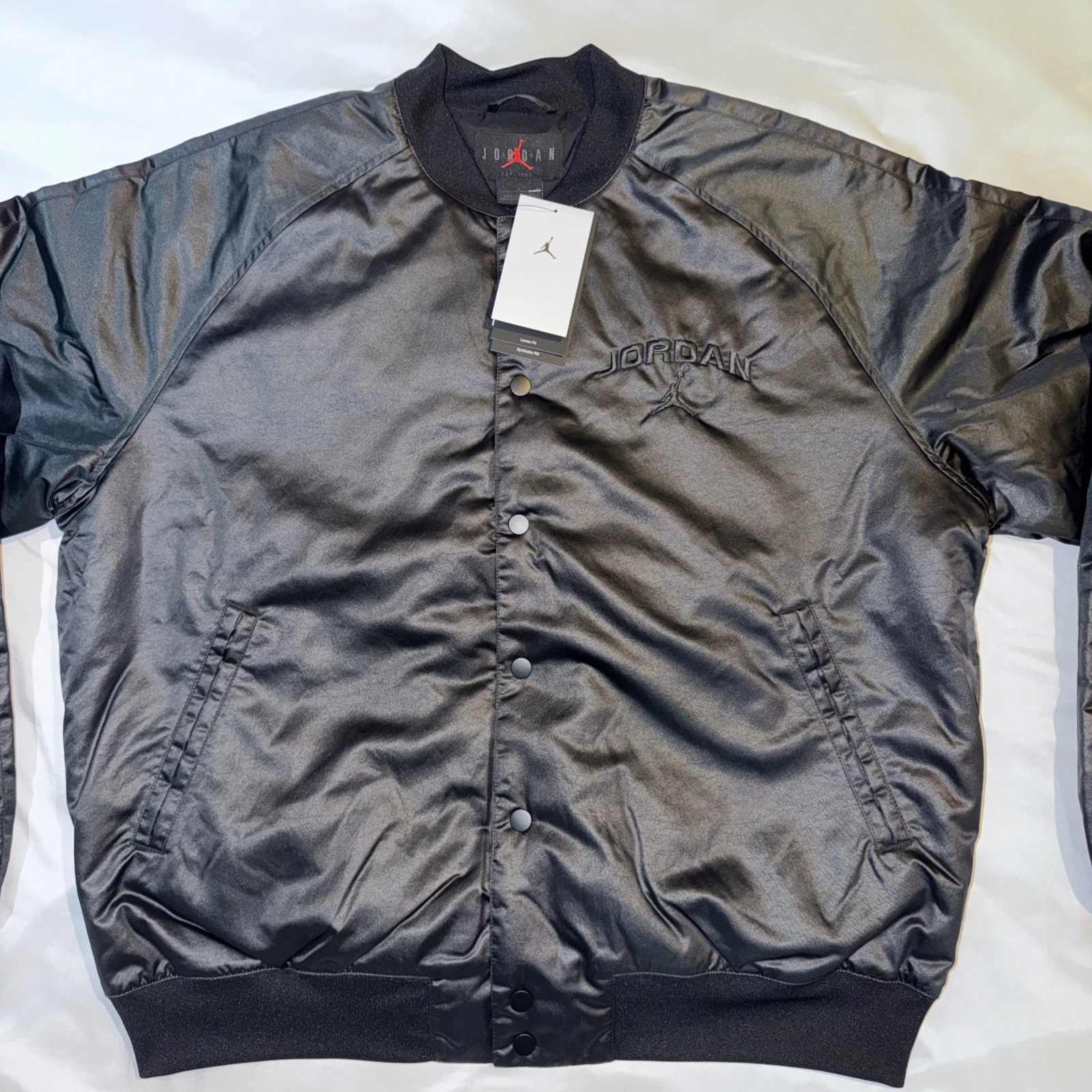 $150 Nike Air Jordan Bomber Jacket IF1947‑010 Men’s Sz L Black Lifestyle - product detail image 1