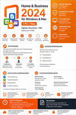 Home And Business 2024 - 1 PC/Mac - Sofortversand - Download - Accountgebunden