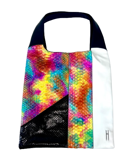 NEU MIT ETIKETT HAYWARD Grand Shopper echt Python Leder Beuteltasche Tasche Regenbogen holografisch - Bild 2 von 12