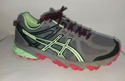 Asics Gel-Sonoma Trail Running Shoes Womens 9D Charcoal Gray Green Pink T4F8N