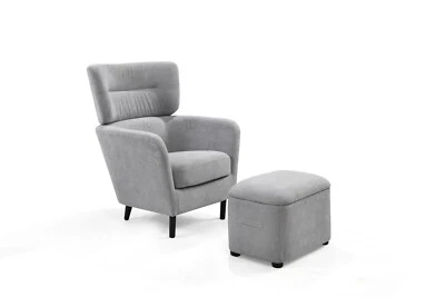 Light Grey Chairs + Footstool - Chenille Perfect Colour FREE & EASY DELIVERY - Image 1 of 4