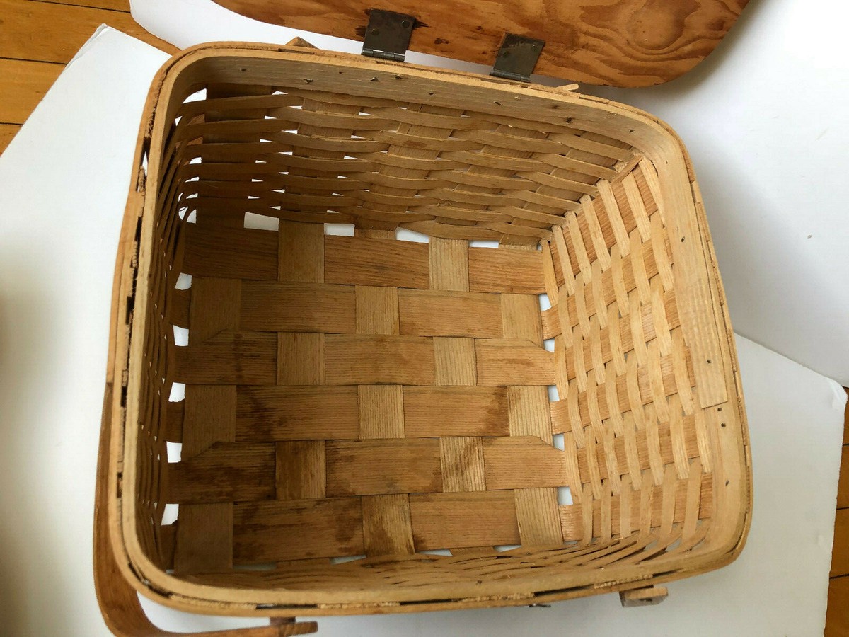美品　Vintage picnic basket Vintage Petersboro Basket Co. New Hampshire Picnic Basket w