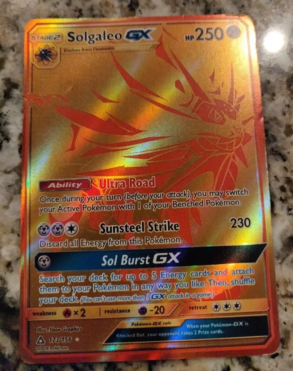 Pokemon Card - Solgaleo GX (Secret Rare) - SM - Ultra Prism 173/156 lightly  used