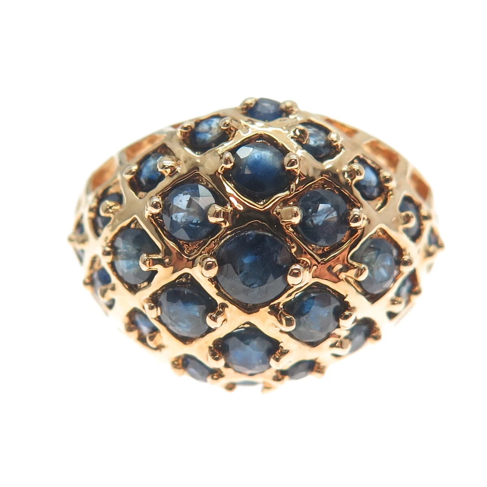 ROSS SIMONS 925 Sterling Silver Gold Plated Real Sapphire Gem Dome Ring Size 6 - Image 3 of 4