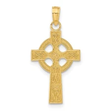 14k Yellow Gold Celtic Cross Pendant 1g, L-27mm, 13mm Gift for Mother