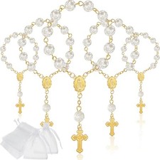 30 Pieces Mini Rosaries Baptism Rosary Beads Finger Baptism Rosaries Bulk wit...