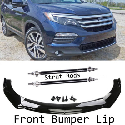 For Honda Pilot 2009-2015 Front Bumper Lip Chin Spoiler Splitter Kit + Strut Rod