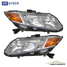 Chrome Headlights Assembly Headlamps For 2012-2015 Honda Civic Sedan 12-13 Coupe