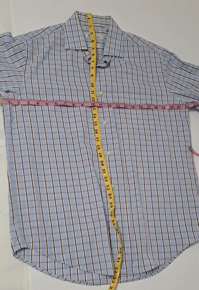 Camisa de vestir Birmania Bibas para hombre talla 15 1/2-32/33 blanca azul claro a rayas manga larga Foto 4 de 4