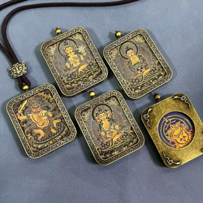  Double-Sided Thangka Pendant Tibetan Zodiac Ethnic Vintage Buddhist Deities