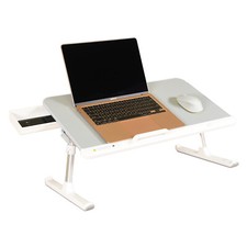 Adjustable Height and Angle Laptop Bed Tray Table Foldable Legs Drawer Large