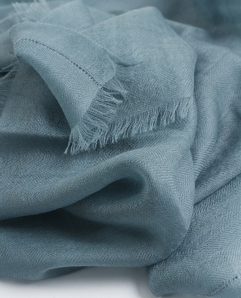 Pure Mongolian Cashmere Herringbone 300s Wrap Shawl Ring Scarf Delicate