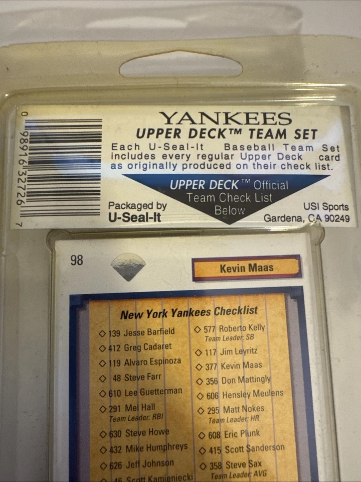 Juego de equipo de los Yankees 1992 Upper Deck Don Mattingly Kevin Maas Roberto Kelly Foto 4 de 4