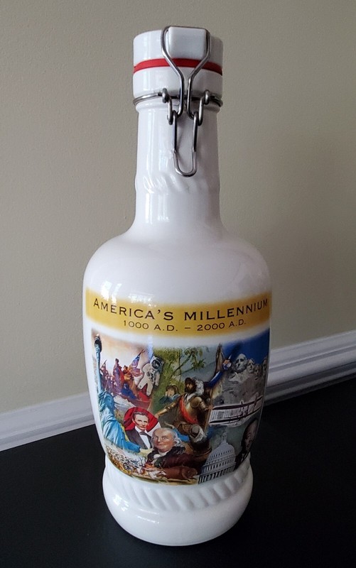 America's Millennium 1000 A.D. - 2000 A.D. Beer Growler Decanter Bottle