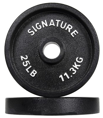 Signature Fitness Deep Dish 2-Inch Olympic Cast Iron Weight Plates with E-Coa...