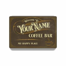 Personalized Brown Coffee Bar Sign Café CUSTOM METAL SIGN or DECAL