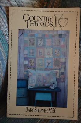 Baby Shower 36''x42'' quilt and baby pillowcase pattern #520 by Country Threads