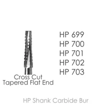 Meta BesQual Carbide Burs HP Shank CROSS CUT TAPERED FLAT END All Sizes Pkg/6