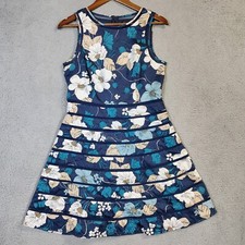 Ann Taylor Dress Women 6 Blue Floral Print Sleeveless A-Line Cottage Core Preppy