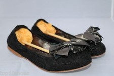  650 MIU MIU BLACK BOW STONES BROOCH BALLET JEWEL JEWELLED FLAT FLATS SHOES 37