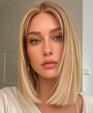 Highlight Blonde Straight Wig 100 Human Hair Lace Frontal Wig Natural