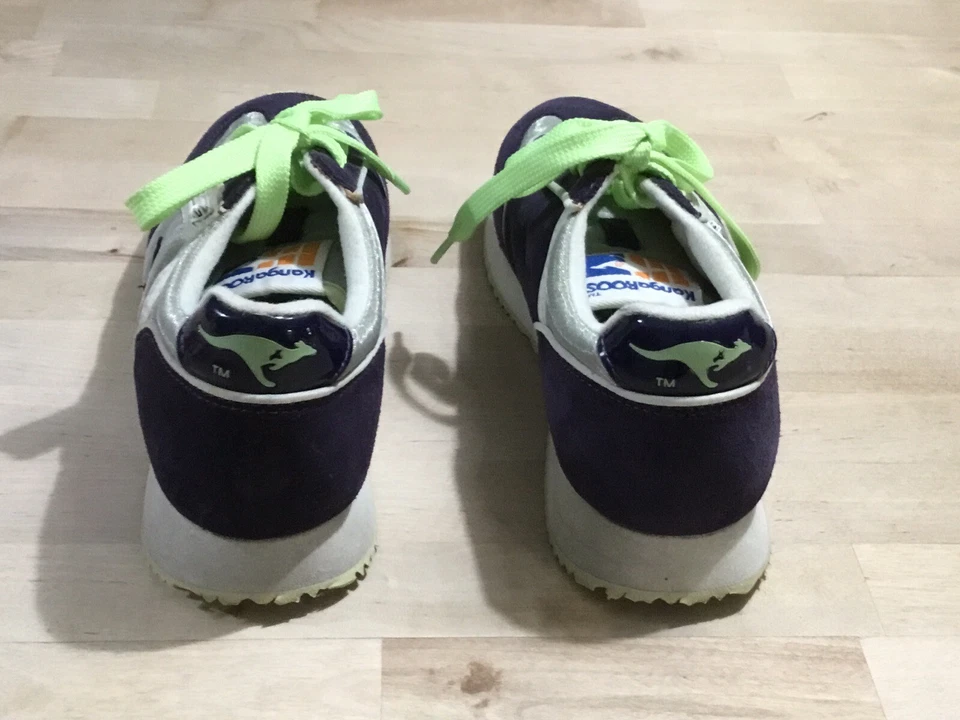 Винтажные женские кроссовки KangaROOS фиолетовый лайм зеленый размер 6,5 карман замша - Изображение 4 из 4