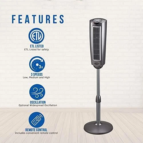 Lasko 2535 52″ Space-Saving Pedestal Tower Fan with Remote Control -  Features | eBay