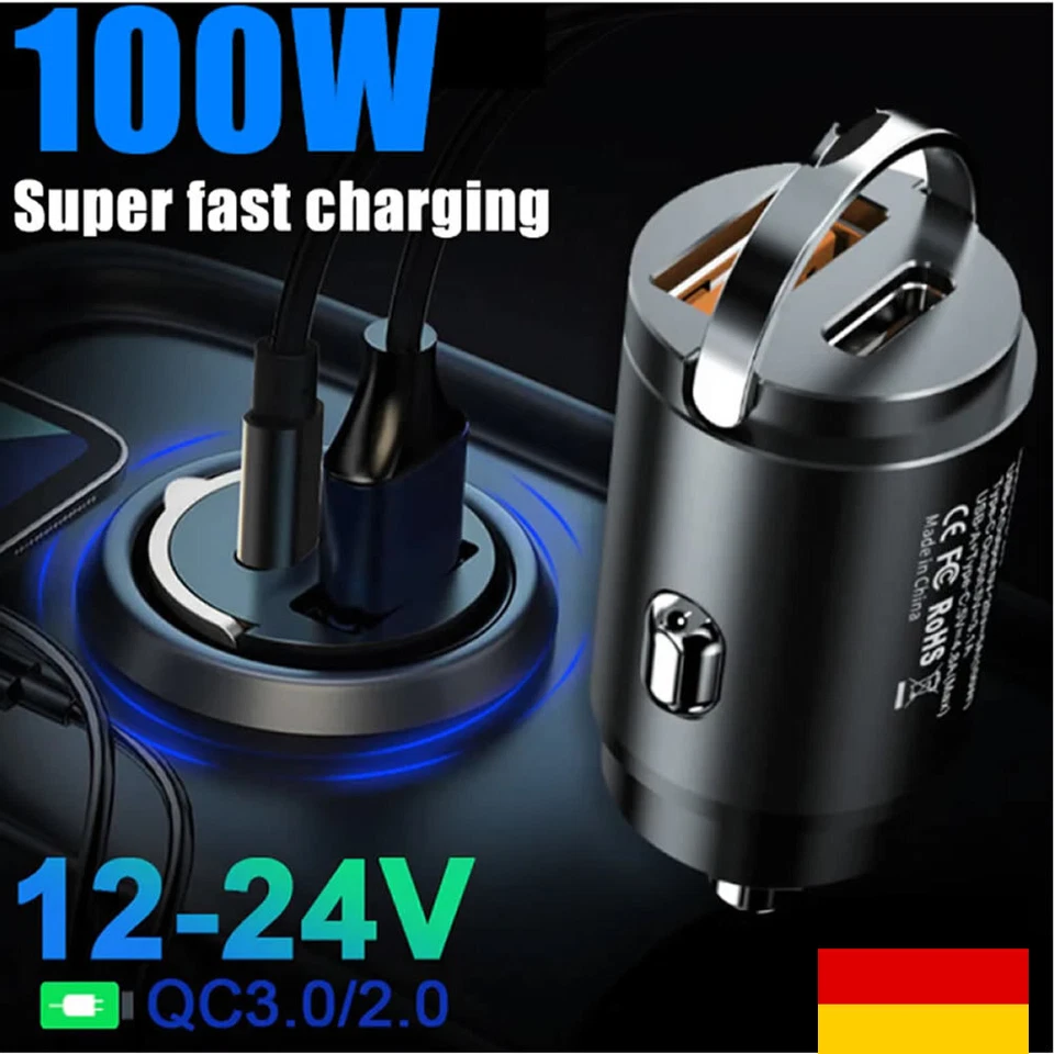 TANBURO Zigarettenanzünder Dual USB 12/24V Auto LKW Ladegerät KFZ Adapter 3.1A Stecker