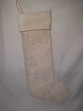 Storehouse ~ Quilted Velvet Christmas Stocking ~ Cream & Metallic Gold Very Nice