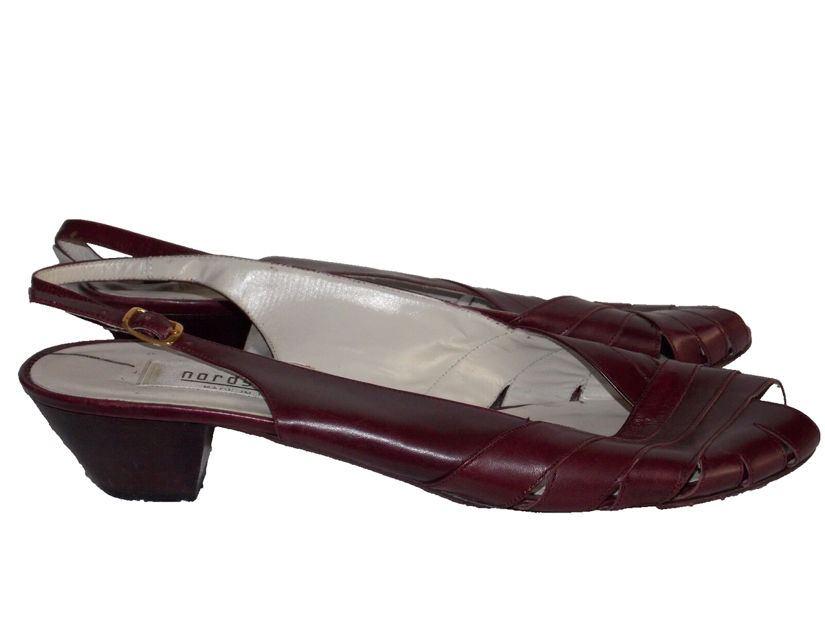 Nordstrom Maroon Peep Toe SLINGBACK Heels 10N For Women Used