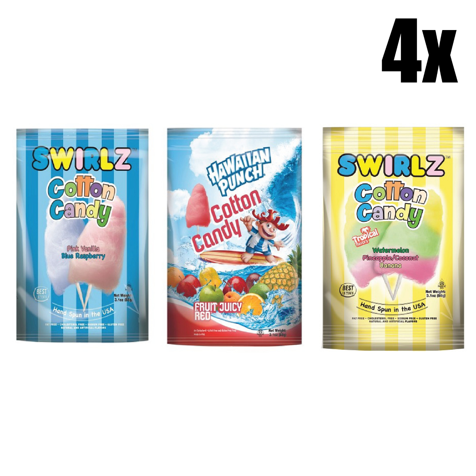 4x Packs Cotton Candy Variety Flavor Peg Bags Candy 3.1oz Mix - Match Bags