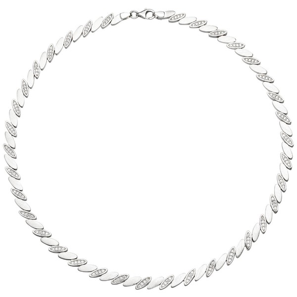 6,5Mm Collier Halskette Aus 925 Silber Matt 144 WeißEn Zirkonia 45Cm Halsschmuck-image