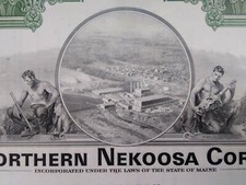 Great Northern Nekoosa Stock Certificate Vtg 1976 Millinocket Maine Lumberjack