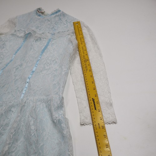 Traci Lynn California Girl's Size 12 white / Blue Long Sleeve Vintage Dress - Picture 6 of 7