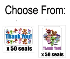 50 Muppet Babies Thank You Envelope Seals / Labels / Stickers, 1" x 1.5"